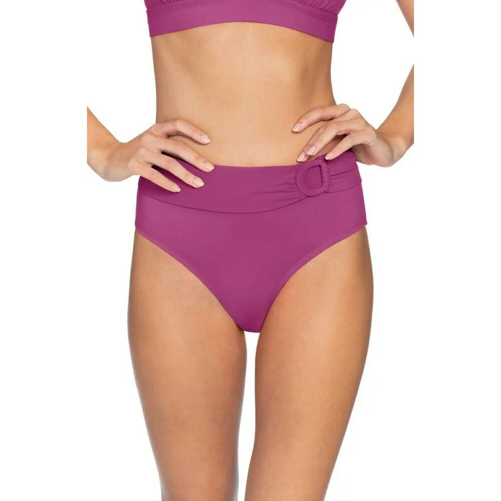 NWOT Robin Piccone Large High Waist Orchid Purple Magenta Bikini Bottoms $86